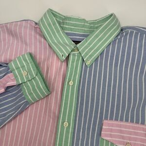 Polo Ralph Laurenโ Men's 3XLT Preppy Colorblock Button Down Long Sleeve NWT